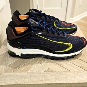 Nike Men's Air Max Deluxe Sneakers, SZ. 10.5, Navy/Volt/Red